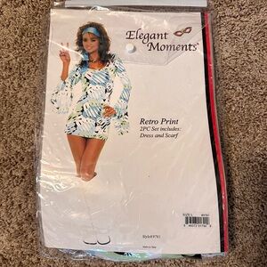 Elegant Moments Blue and Green Retro Dress Set